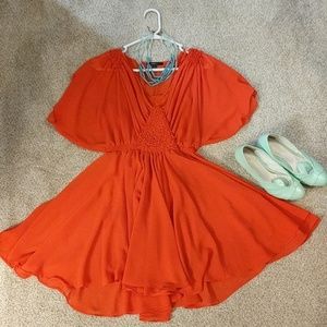 Flirty chiffon dress (coral color)